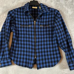 Vtg Limited America Full Zip Plaid Wool Cashmere flannel shirt, jacket sz small